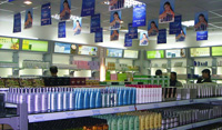 Shelves in supermarket